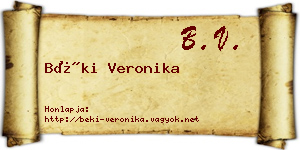 Béki Veronika névjegykártya