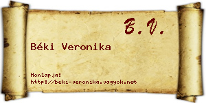 Béki Veronika névjegykártya